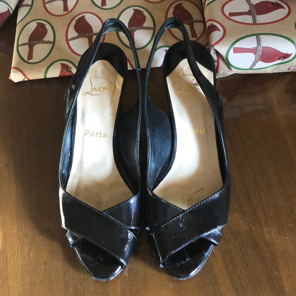 louboutin slingback wedge